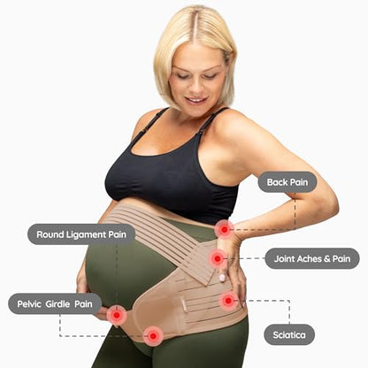 BABYGO 4 in 1 Pregnancy Support Belt, Maternity Band - color: Nude, size: Small