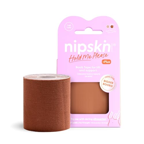 NIPSKIN Boob Tape Plus Mocca – Lift, Shape & Secure with Confidence – Skin-Friendly, Waterproof, Sweatproof Body Tape for All Outfits - color: Mocca, size: 2.9" W x 16.4 ft L