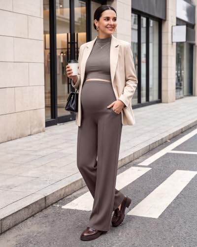 G4Free EverGoing Maternity Dress Pants Pregnancy Slacks - color: Taupe, size: X-Small