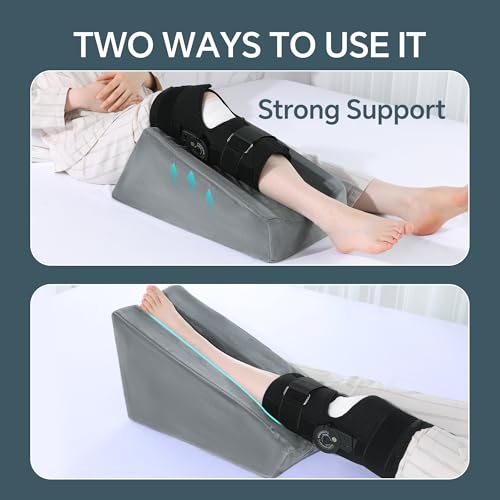 ROYALAY Knee Replacement Recovery Aids with Pockets, Knee Elevation Pillow Post Surgery with Handles, Leg Elevation Support After Hip Ankle Foot Surgery
