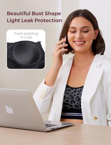 Momcozy Pumping Bra Hands Free, All-in-One Nursing & Pumping Seamless Bra for Wearable & Flange Pumps - size: Medium