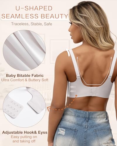 As Fairy Scalloped Nursing Bra Wireless Jelly Support Maternity Bra - color: White, size: Small