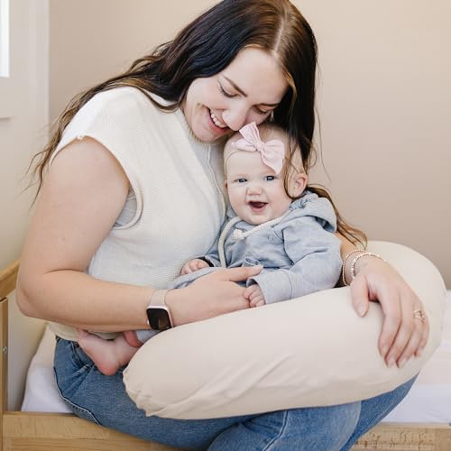 Konssy 2 Pack Nursing Pillow Covers, Soft Stretchy Cover for Breastfeeding - color: Beige,brown