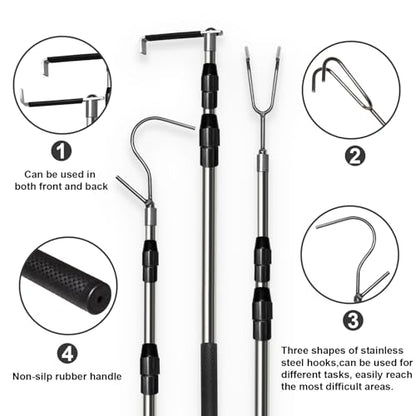 Truck Cargo Grabber Retriever Tool Telescoping Pole 6.3 Ft - Black