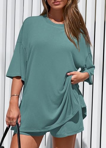 KIRUNDO 2 Piece Sets for Women Summer Lounge Sets Casual - color: Fruit Green, size: Medium