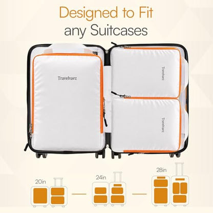 6 Set Large Compression Packing Cubes for travel. - color: White