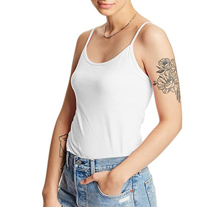 Hanes Women's Cami with Built-in Shelf Bra, Stretch Cotton Camisole, Adjustable Straps - color: White - 1 Pack, size: Large