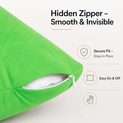 EVOLIVE Body Pillow Cover 21"x54", Microfiber Hidden Zipper (Classic Green) - color: Classic Green