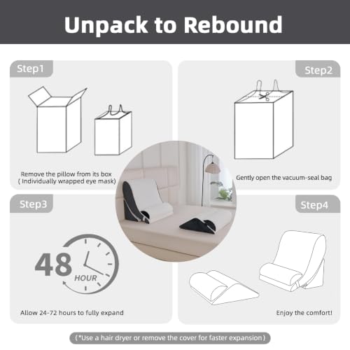 Wedge Pillow Set for After Surgery,White/Dark Grey,5PCS-23.2" - color: White/Dark Grey, size: 5PCS-23.2''