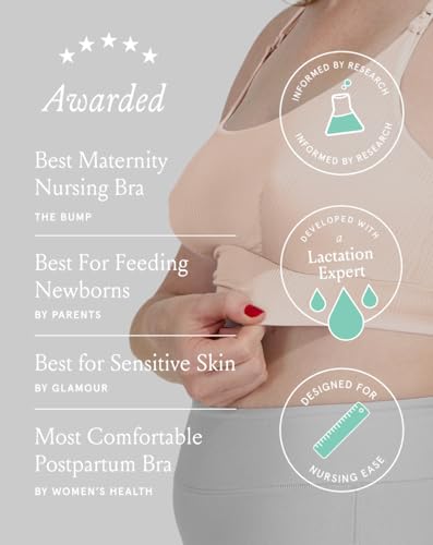 Bodily Everything Wireless Nursing & Maternity Bra with Clip Down Access - color: Clay, size: Small
