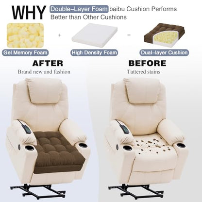baibu Memory Foam Recliner Cushion with Lumbar Pillow, 20 x 20 x 5 in,Brown - color: Brown
