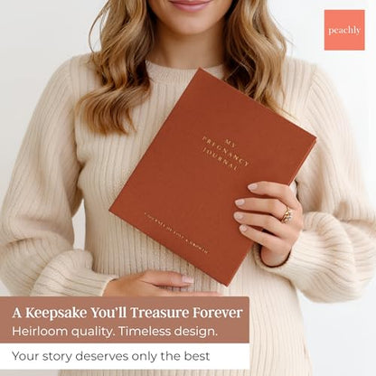 Peachly Pregnancy Journal for First Time Moms - Linen Memory Book (Rust) - color: Rust
