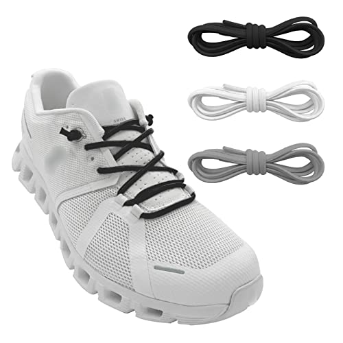 3 Pairs Elastic No Tie Shoe Laces, Stretch Bungee Laces - color: Black+white+gray