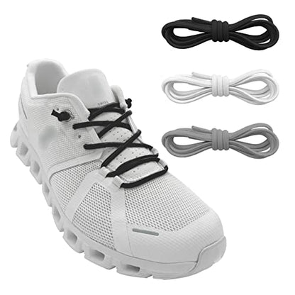 3 Pairs Elastic No Tie Shoe Laces, Stretch Bungee Laces - color: Black+white+gray