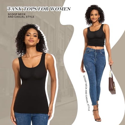 TVKSOM 5 Pack Basic Ribbed Tank Tops for Women Layering Undershirts - color: 5pack Dark Red,light Gray,navy,white,black, size: Medium