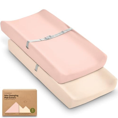 2-Pack Baby Changing Pad Cover for Girl, Boy, 34x18 (Cameo) - color: Cameo, size: Viscose derived from Bamboo