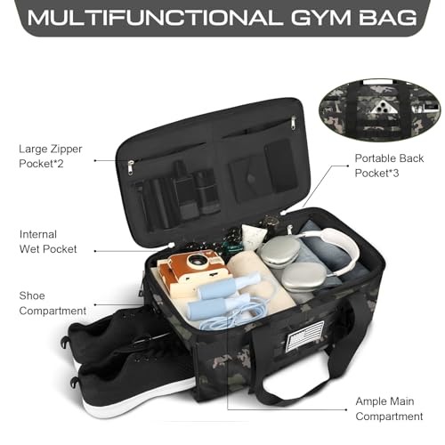 Gym Bags for Men, Duffle Bag with Shoe Compartment - color: Camouflage, size: Medium