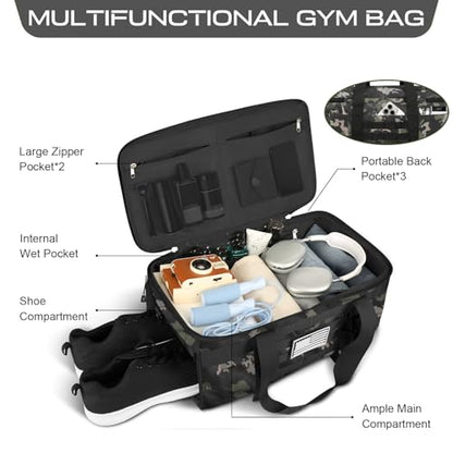 Gym Bags for Men, Duffle Bag with Shoe Compartment - color: Camouflage, size: Medium
