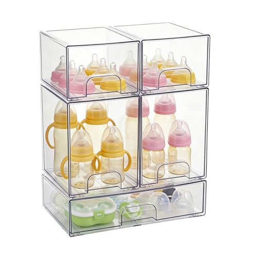 UFORU Baby Bottle Organizer,Stackable 5‑Pack Storage Drawers with Pads - style: 5PCS