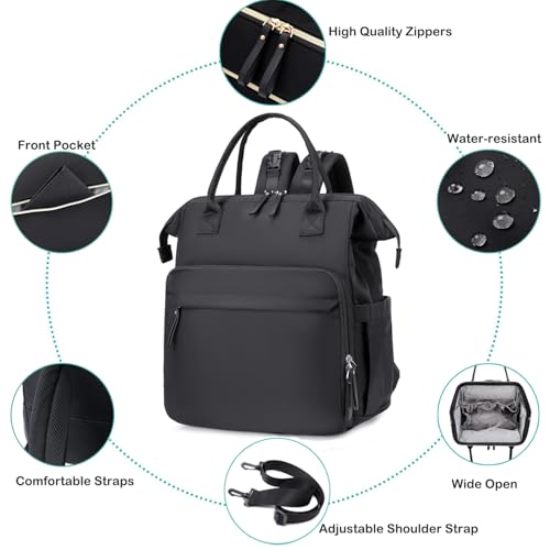 LORADI Large Diaper Bag Tote Backpack (Black-silver, Extral-large-27L) - color: Black-silver, size: Extral-large-27L