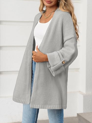 Saodimallsu Womens Oversized Long Cardigan Sweaters Casual Fall Trendy Coat - color: Gray, size: XX-Large
