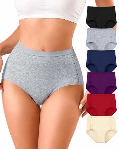 Annenmy High Waisted Panties Women's Cotton Underwear Full Coverage Briefs Soft Breathable Stretch Briefs Regular & Plus Size - color: Multicolor-1, size: Large