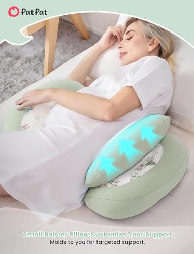 PATPAT Pregnancy Pillow, Cooling Maternity Pillow with Adjustable Wedge - color: Green