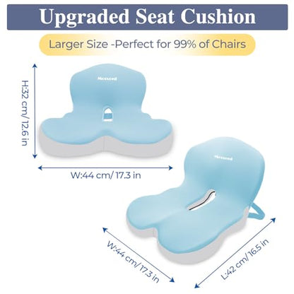 Car Seat Cushion with Lumbar Support Pillow, Seat Cushion for Driving - color: Blue