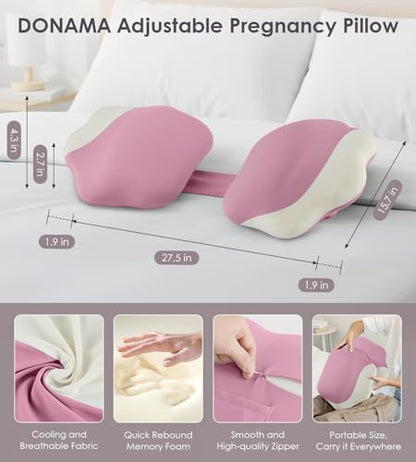 DONAMA Pillow for Sleeping Memory Foam Pregnancy Pillow for Side Sleepers - color: Pink White