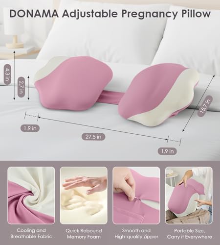 DONAMA Pillow for Sleeping Memory Foam Pregnancy Pillow for Side Sleepers - color: Pink White