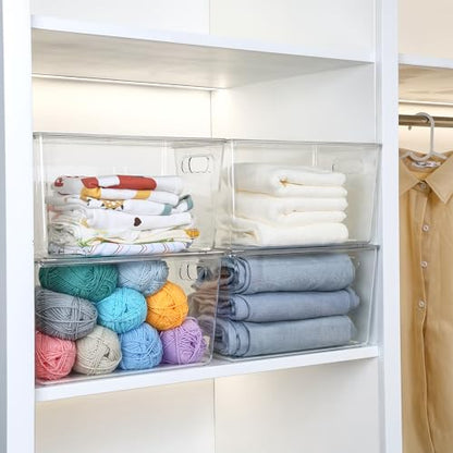 Vtopmart 6 Pack Clear Stackable Storage Bins with Lids and Handles, XLarge - size: XL(13"L x 7.4"W x 7"H)
