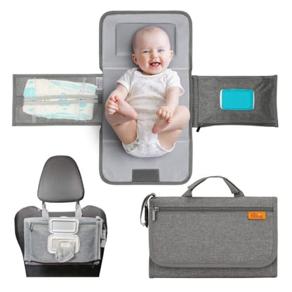 Kopi Baby Portable Diaper Changing Pad with Wipes Pocket, Modern Grey - color: Grey, size: Modern