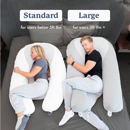 Plufl Hugl Cooling Body Pillow for Adults, U Shaped Pregnancy Pillow, Grey - color: Grey, size: Large