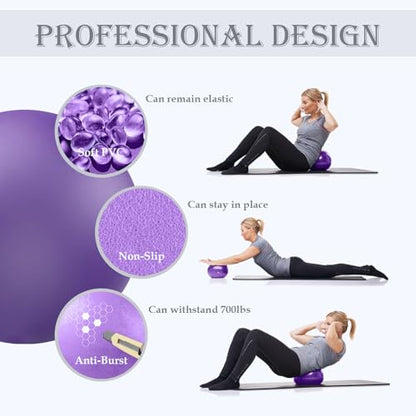 Soft Pilates Yoga Ball, Small Exercise Ball, Mini Rubber Workout Equipment - color: Purple