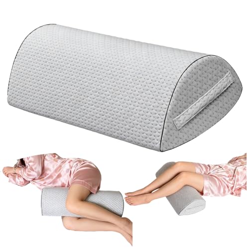 Memory Foam Knee Pillow for Back Sleepers, Spinal Alignment, Gray - color: Grey