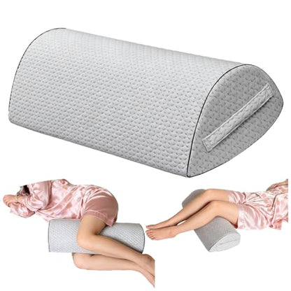 Memory Foam Knee Pillow for Back Sleepers, Spinal Alignment, Gray - color: Grey