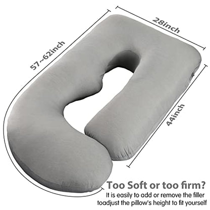 Elover U Shaped Pregnancy Pillow,Full Body Maternity Support - color: Cooling-haze Gray