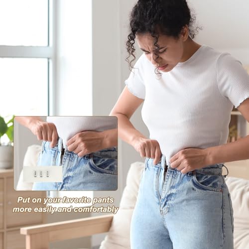uxcell 4Pcs Hook Extenders for Pants, Adjustable Jeans Extenders for Women Men Pant Trousers Jeans (White, 3.2x1.4inch) - color: White
