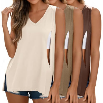 3 Pack Womens Maternity Nursing Tank Top - color: Cream, Camel, Brown, size: Medium