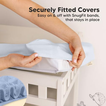 2-Pack Baby Changing Pad Cover for Girl, Boy, 34x18 (Blue Flax) - color: Blue Flax, size: Viscose derived from Bamboo