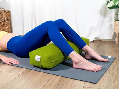 Sol Living Rectangular Yoga Bolster Meditation Pillow, Extra Firm Cotton - color: Green, size: Rectangular 26" x 8" x 5"