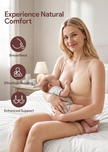 HBselect Nursing Bras for Breastfeeding 3 Pack Women Maternity Jelly Bras - color: E: 3pack(black/Nude/White), size: Medium