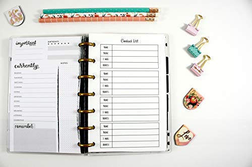 Contact List Inserts for the Mini Happy Planner, Fits 7-Disc Notebook, Planner Contact Information, Pre-punched Happy Planner Inserts, Pre-punched Contact Information