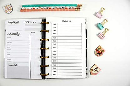 Contact List Inserts for the Mini Happy Planner, Fits 7-Disc Notebook, Planner Contact Information, Pre-punched Happy Planner Inserts, Pre-punched Contact Information