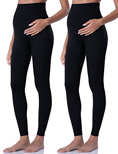 POSHDIVAH Maternity Leggings for Women Pregnancy Yoga Pants - color: 2pcs Balck, size: X-Small
