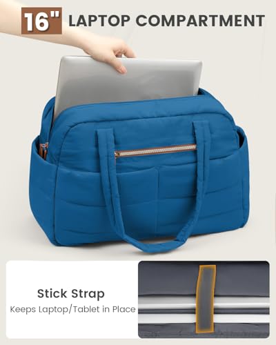 Pritent Puffer Travel Duffle Bag Waterproof Carry On Duffel Weekender Bag - color: Blue