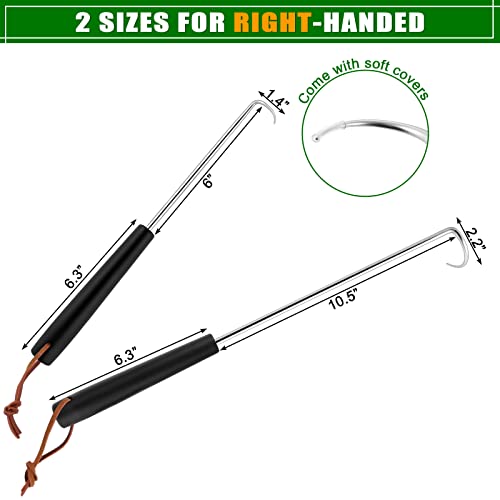 HaSteeL Meat Hook Flipper Set of 2, Stainless Steel Pigtail Food Flipper Turner 12Inch & 17Inch, BBQ Accessories Great for Grilling Smoking Frying, Long Body & ABS Handle, Easy to Clean & Right Handed - size: 12In + 17In, Right Hand