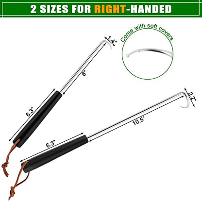 HaSteeL Meat Hook Flipper Set of 2, Stainless Steel Pigtail Food Flipper Turner 12Inch & 17Inch, BBQ Accessories Great for Grilling Smoking Frying, Long Body & ABS Handle, Easy to Clean & Right Handed - size: 12In + 17In, Right Hand