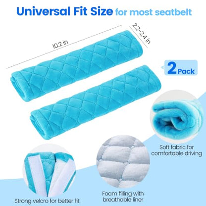 Amooca 2 Pack Seat Belt Covers Soft Shoulder Pad for Cars & Backpack - color: Blue
