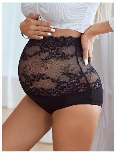 OYOANGLE Women's Lace Sheer Maternity Sexy Lingerie Underwear - color: Black, size: Small